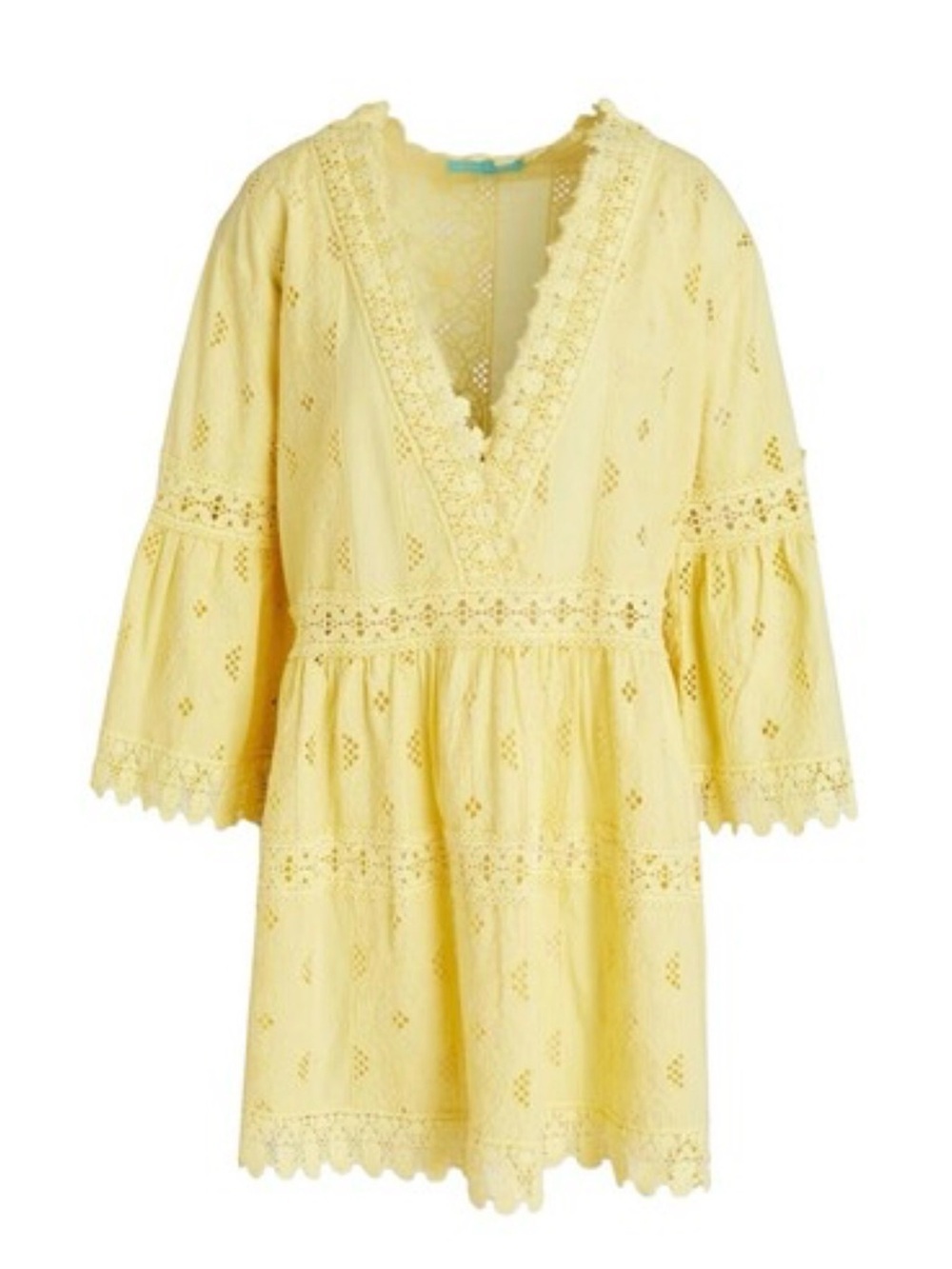Melissa Odabash Victoria Broderie Anglaise Tiered Mini Dress Size Large